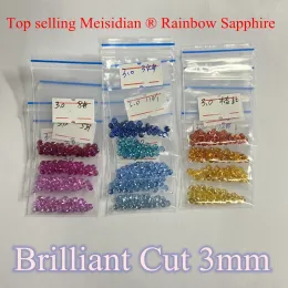 Gemstones Meisidian 5A Qualität 13 Farbe Brilliant Runde 3mm Labor Regenbogen Sapphire Loose Edelsteinring Making