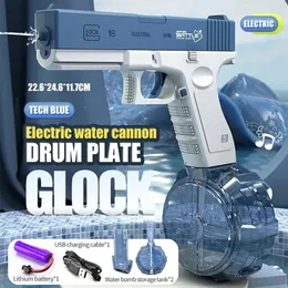Glock su tabancası taşınabilir su tabancası otomatik su sprey silah oyuncakları elektrikli patlama su silahı çocuklar açık su dövüş oyuncakları 240422
