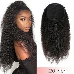 Kinky Curly Ponytail Human Hair 1032 Zoll Maschine Made Drawschnell Brasilianer Remy Natural Color 240419