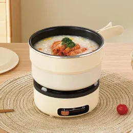 Multicookers 220V Multifuncional elétrico Cook Pot portátil Electric Hot Pot Viagem dobrável Mini Fry Fry Pote 2l Capato de arroz em casa