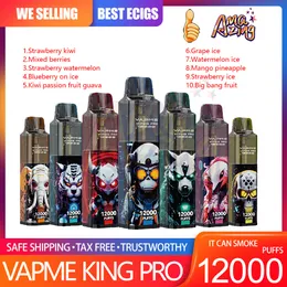 Orijinal Vapme King Pro 12000 Puf Teslim Edilebilir Vape Kalem 0% 2% 3% 5% 5 Kafes Bobini 850mAH şarj edilebilir pil 20ml Pod Puffs 12K E Sigaralar 10 Tatlar