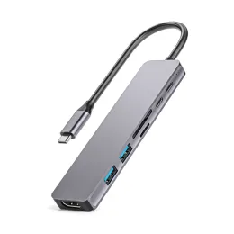 Hubs Multifunktionstyp C Hub -adapter, USB3.0, PD100W -laddning för hemmabio