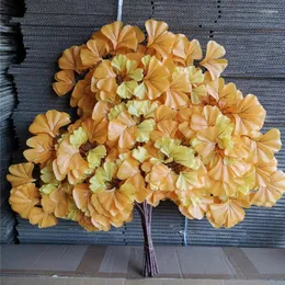 Flores decorativas Planta artificial folhas falsas Ginkgo Biloba Folha Ramo 3 Ramos Longo Arranjo de Flor de Flor Longo Jardim Home Christmas