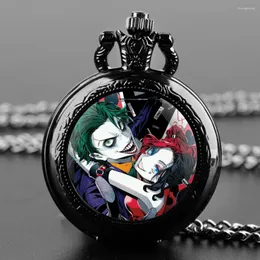 Pocket Uhren Vintage Watch Joker Clownglas Dome coole Quarz FOB Kette Uhr Anhänger Halskette für Männer Frauen Geschenk