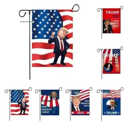 Dubbelsidig 12*18 tum kampanj Garden Flag Trump 2024 Decoration Banner Take America tillbaka 0422