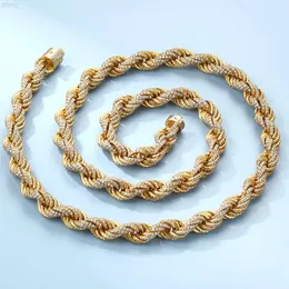 Hiphop Jewelry Silver Moissanite Rope Chain 얼음 보석 실버 도금 18K 옐로우 골드 다이아몬드 컷 로프 체인