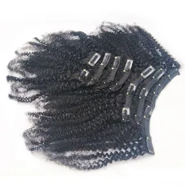 Klip İç/Saç Uzantıları Brezilya İşlenmemiş Bakire Afro Kinky Kıvırcık Dokunma Afrikalı Amerikalı İnsan Doğal Renk FL Kafası 8pcs/s Dhjjr