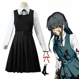 Anime Costumes Anime Chainsaw Man Cosplay Mitaka Asa Come Dress Black Red Tie Women Uniform Hallown Clothes Cosplay For Girls Y240422