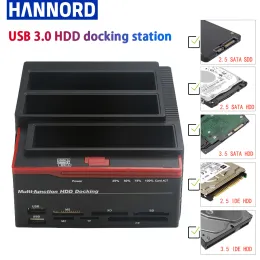 Gabinete 2.5/3,5 "SATA IDE HDD Disco de disco rígido Docking Station Adaptador externo SATA para USB 3.0 Tipo C Leitor de cartão MS/M2/XD/CF/SD/TF