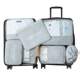 Almofada 7pcs/set Bags de armazenamento de viagem Zipper Data Digital Data Cable Organizador para roupas de roupas de compactação de calçados bolsa de arrumação arrumada
