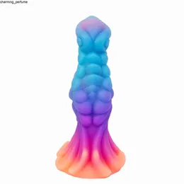 7.6in Monster Dildo Fantasy Sex Toy Luminous Anal Dildo Saug Silicon Knotenband auf kraftvollem Saugbecher Dragon Dildo