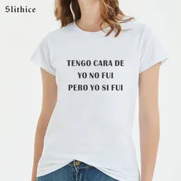 Gitmedim yüzüm var ama İspanyol Camisetas de Mujer Kadın Tshirts En İyi Temel Gömlekler Sıradan Pamuk Tshirt 240409