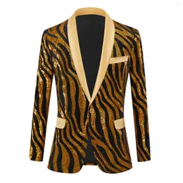 Abiti da uomo Stripes paillettes giacca blazer giacca po studio costume stage esibire abbigliamento padrone di cerimonie vestito singolo