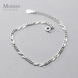 Strands Modian Nowy przyjęcie 925 Sterling Srebrny Minimalizm Twist Bransoletka dla kobiet Trendy łącza Bransoletka Korea Wysła biżuteria