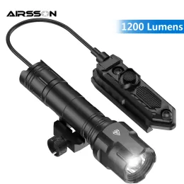 Прицелы 1200 Lumen Tactical Flashlight Светодиодный светодиодный фонарик с выключателем давления AirSoft Охотничье пистолет для пикатного рельсового крепления