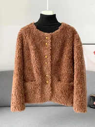 Frauenpelz 2024 Winter haining kleiner runder Nacken Schaf Fleece Mantel kurzer Lamm Wolle junger Stil