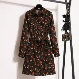 Roupas Mulheres muçulmanas estampas florais Vestido preto de veludo de luva longa de manga longa