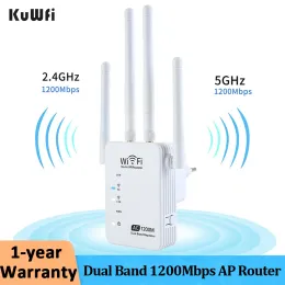 Yönlendiriciler Kuwfi 5G WiFi Tekrarlayıcı Çift Bant 1200Mbps AP Yönlendirici WiFi Sinyal Amplifikatörü Kablosuz WiFi Extender Uzun menzilli sinyal güçlendirici