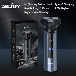 Sejoy barbeador elétrico para homens 180 min de barbear molhado seco lpx7 impermeável tipo C 3d Corte flutuante Cabeça Mens Electric Shaver 240411