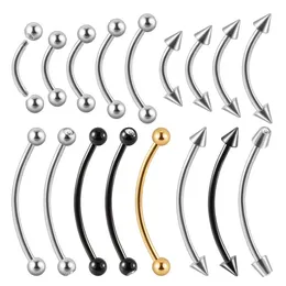 361L Steel Eyebrow Banana Piercing Lip Ring Curved Tongue Barbell Daith Helix Rook Earring Wrist Piercings Jewelry 240409