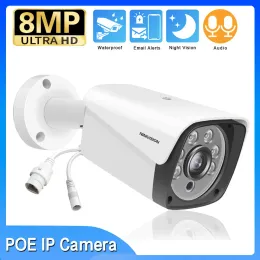 Lente 4K 8MP HD Outdoor Poe IP Câmera Metal Bullet Audio Alerta