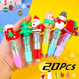 Canetas 20pcs/lote kawaii 4 cor mini caneta esferográfica de caneta fofa de desenho animado Santa Elk Meking Multicolor Office School Stationery Gifts