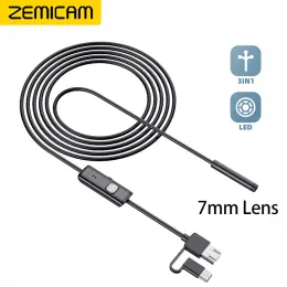 Cameras Android Endoscope Camera 3in1 Endoscopio Tpyec Micro USB 7mm 6 LEDs Waterproof Car Inspection Borescope for Samsung Huawei AN98