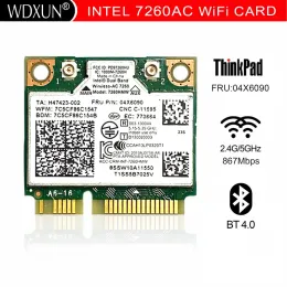 카드 듀얼 밴드 무선 A 7260 7260AC 7260HMW 네트워크 카드 WiFi+BT 4.0 Bluetooth 어댑터 미니 PCIE 867MBPS LENOVO 04X6090 04X6010