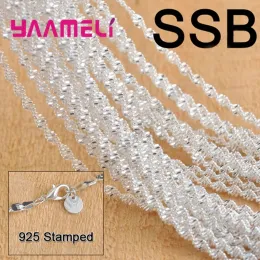 목걸이 10pcs 18 "925 Sterling Silver Jewelry Double Wate Wave Necklace Chains 세트 펜던트 여성 남자 칼라를위한 랍스터 클래스프