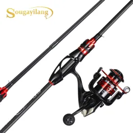 액세서리 Sougayilang 회전 담수 낚시로드 및 릴 Ultralight Carbon Fiber Rod 및 Eva 손잡이베이스 잉어 낚시 Pesca 용 릴