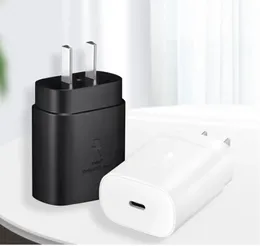 För Samsung 25W EU US UK Plug Charger Super Fast Charge Adapter för Galaxy S20 S21 S22 S23 Obs 20 S24 Ultra 10 Z Flip Fold 5 4 3 2 Tillbehör Väggladdare Power Snabbladdning