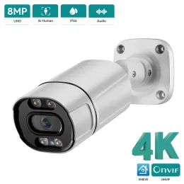 Lente Xmeye 8mp 4k Onvif IP Câmera de 5MP Detecção de face à câmera ao ar livre de 5MP de áudio Vigilância doméstica em áudio em cores de áudio
