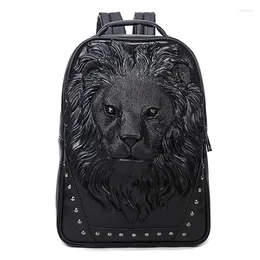 Backpack Fashion 3D Sacos de leão para homens Bolsa de computadores de viagem Originalidade exclusiva Mulheres Personalidade Creche legal