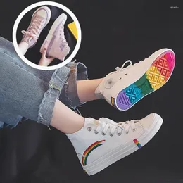 Lässige Schuhe Yaoguang Frauen flacher Retro vulkanisiert modische High-Top-Top-Stofftuch