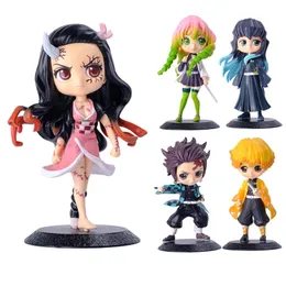 أنيمي شيطان سلايير التمثال kimetsu no yaiba الشكل kamado tanjirou nezuko agatsuma zenitsu pvc doll toys 240422