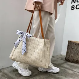 Bolsas de ombro shujin fita arco renda feminina saco de palha de palha de tecido bola de bolsa crossbody boho praia verão compras de viagem bolsas de viagem