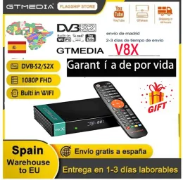 Receptores 110pcs gtmedia v8x 1080p dvbs2/s2x suportes de receptor mars para sempre i ks powervu bisskey h.265 wifi v9 prime v7 hd s5x+wifi