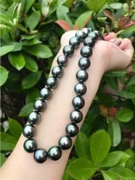 Collane da 18 pollici AAA Lustre 1110mm Real Natural Tahitian Black Pearl Neckace 14K Filatura gioiello Fine Jewelry Making+Box