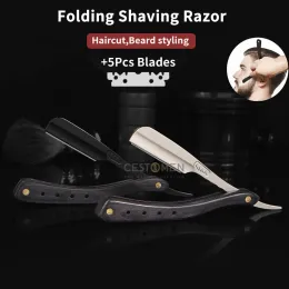 Blades Professional Zinc Alloy Folding Shaving Razor Feather Design Manual Removal Razor Knife Holder Men Styling Barber Accessories