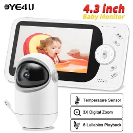 Monitorer 4,3 tums Video Baby Monitor Remote Pan Tilt 3x Zoom Camera Tvåvägs Audio Night Vision 2.4G Mother Kids Surveillance Camera VB801