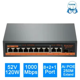 コントロールテローAIスマートギガビットスイッチ11ポート1000Mbps 8 POE +2 UPLINK +1 SFPイーサネット52Vカメラ/ルーター/ビデオレコーダーの電源