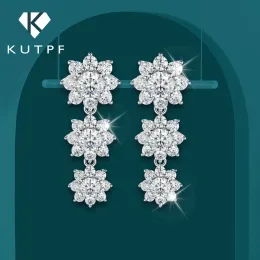 Ohrringe Full Moissanite Tropfen Ohrringe für Frauen Braut Sonnenblume Labor Diamant Studie Ohrring 925 Sterling Silber plattiert Gold Fein Schmuck