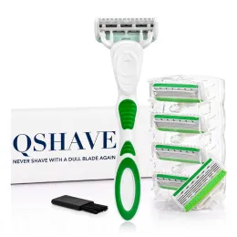 Blades Qshave Green Series 5 Camada x5 lâmina feminina Mulheres Remoção de cabelo da perna de biquíni Presente do dia dos namorados