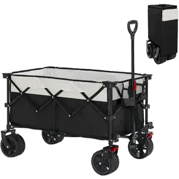 Camping Wagon Collapsible Folding Cart Heavy Duty Garden Portable Hand With Allterrain Beach Wheels Trolley 240420