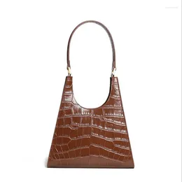 Bolsa elegante e chique bolsa de couro de estilo retrô crocodilo clássico clássico grande ombro nobre feminino 2024 Soft