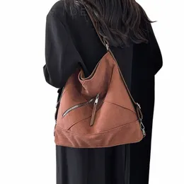 leftside Fi Zipper Design Leather Shoulder Bag for Women 2023 Tend Female Simple Large High Capacity Underarm Bag Handbags H5Lz#