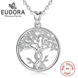 Halsketten Eudora 925 Sterling Silber Tree of Life Halskette Massive Silber verdrehte Rowan Tree Charm mit Silberkette oder nur Anhänger Cyd436