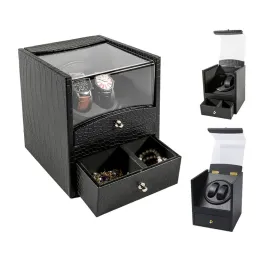 Watches 2+2 Leather Automatic Watch Winder Machine Storage Box Battery Mechanical Jebely Display Cabinet Collection Motor Shaker Winding