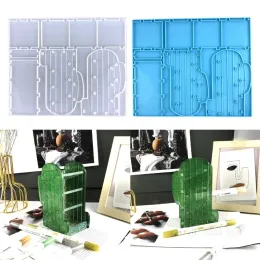 Utrustning Display Organizer Rack Harts Mold Jewelry Box Silikon Mögel Diy Pen Holder Mold Mögel