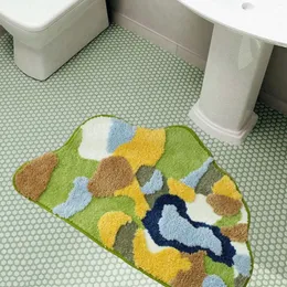 Carpets Creative Moss Shaped Microfiber Absorbent Carpet Bathroom Anti-skid Irregular Area Rug Balcony Door Alfombra Bedroom Floor Mat